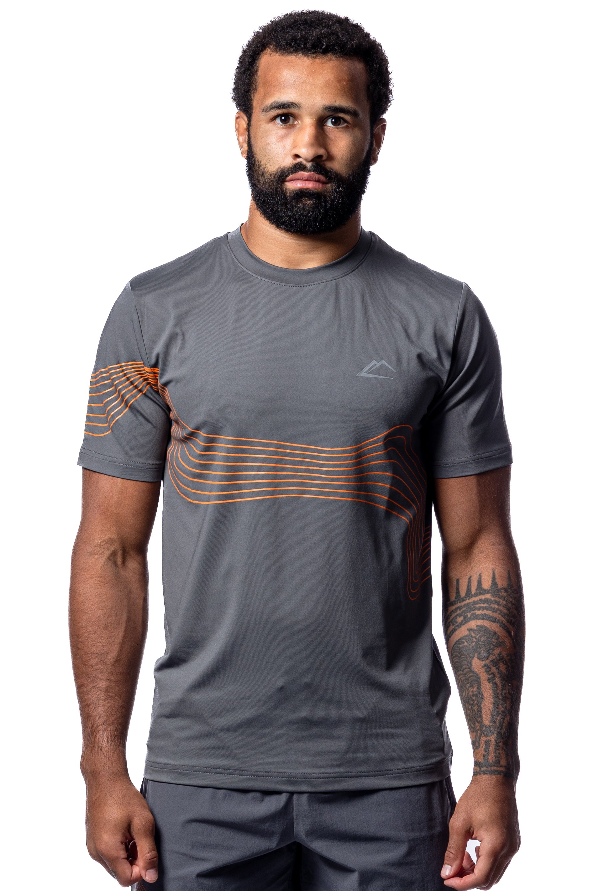Wave T-Shirt - Mandarin/Grey