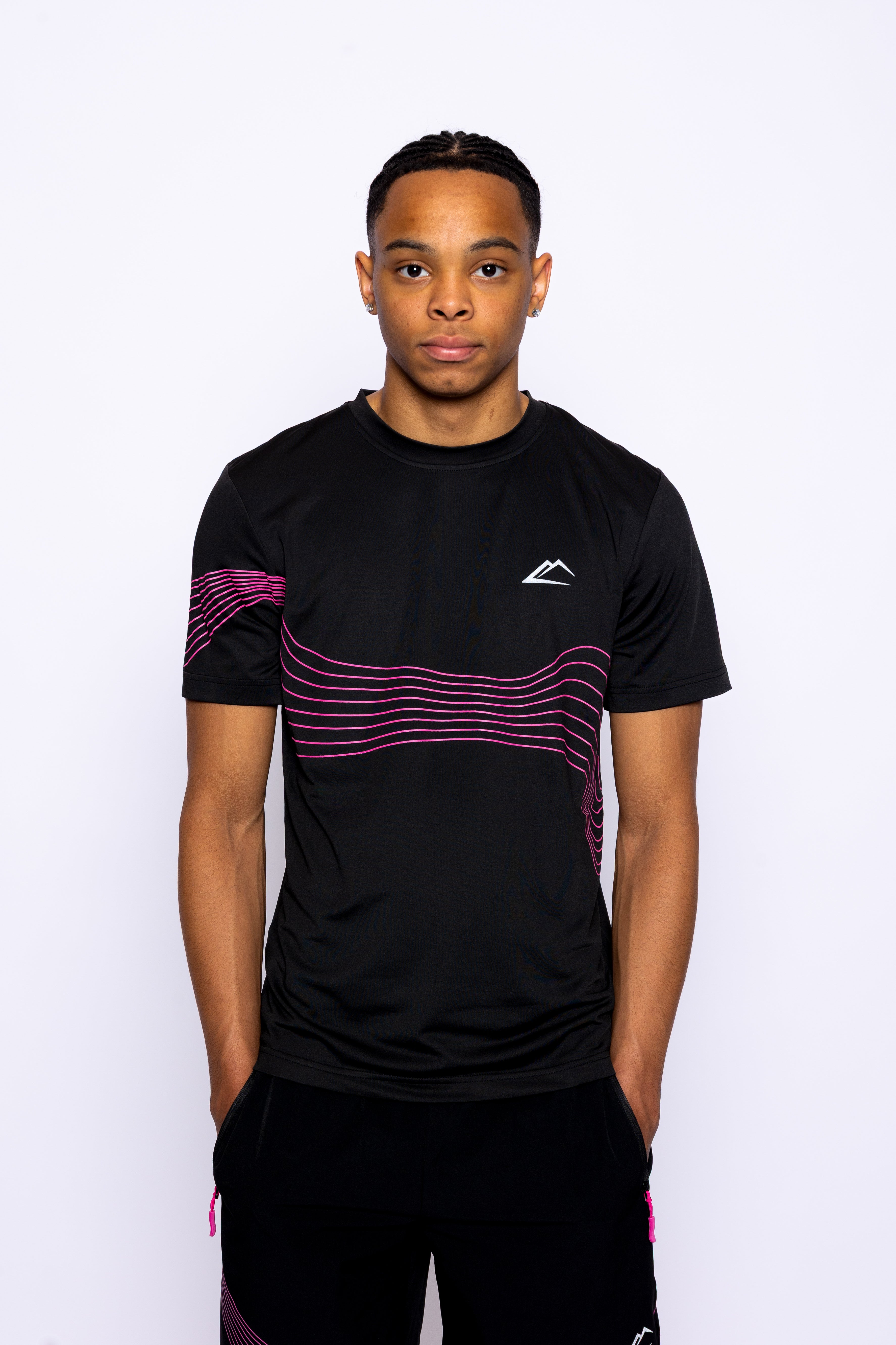 Wave T-Shirt - Hyper Pink/Black