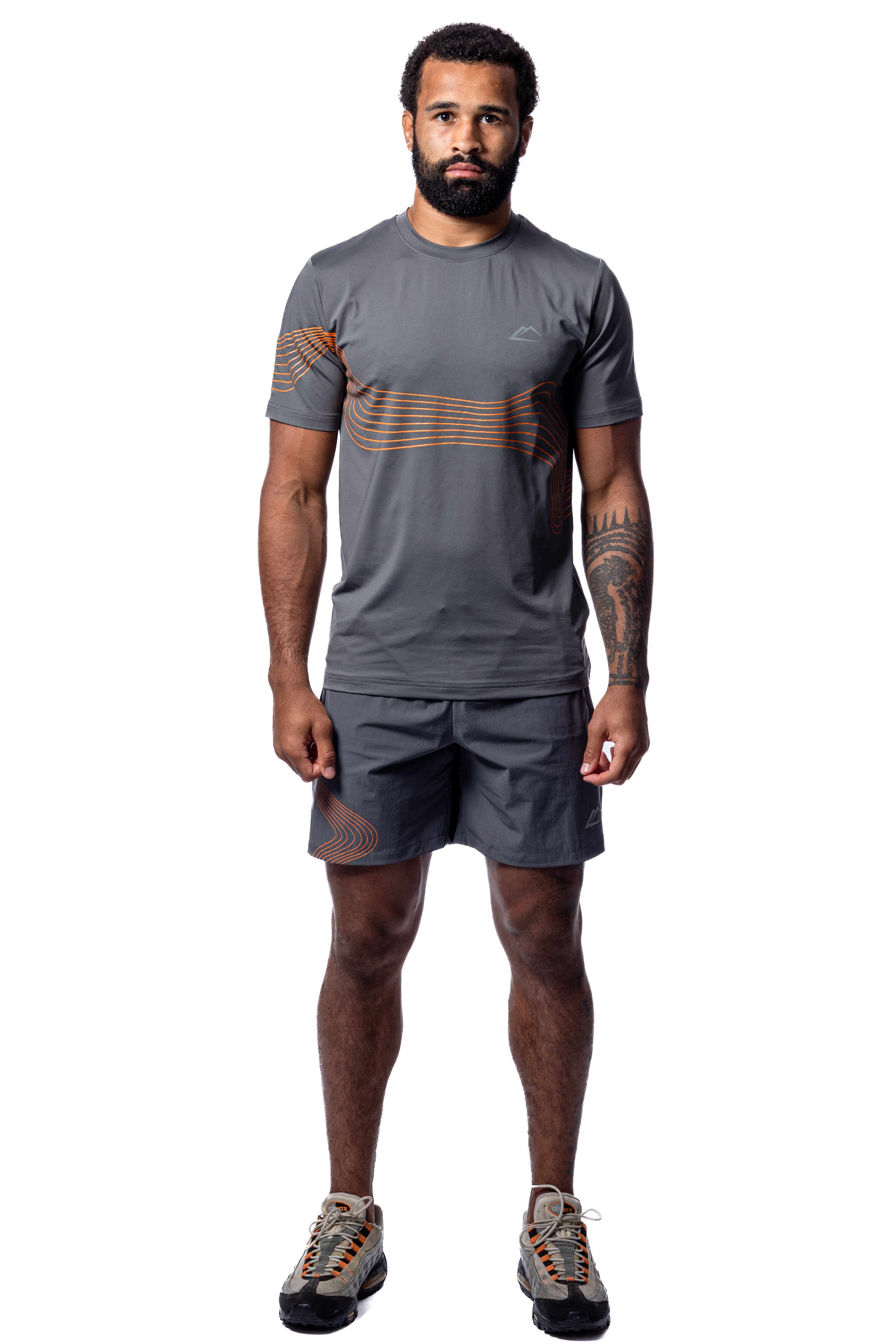 Wave T-Shirt - Mandarin/Grey
