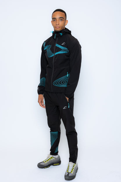 Wave Tracksuit - Black/Turquoise