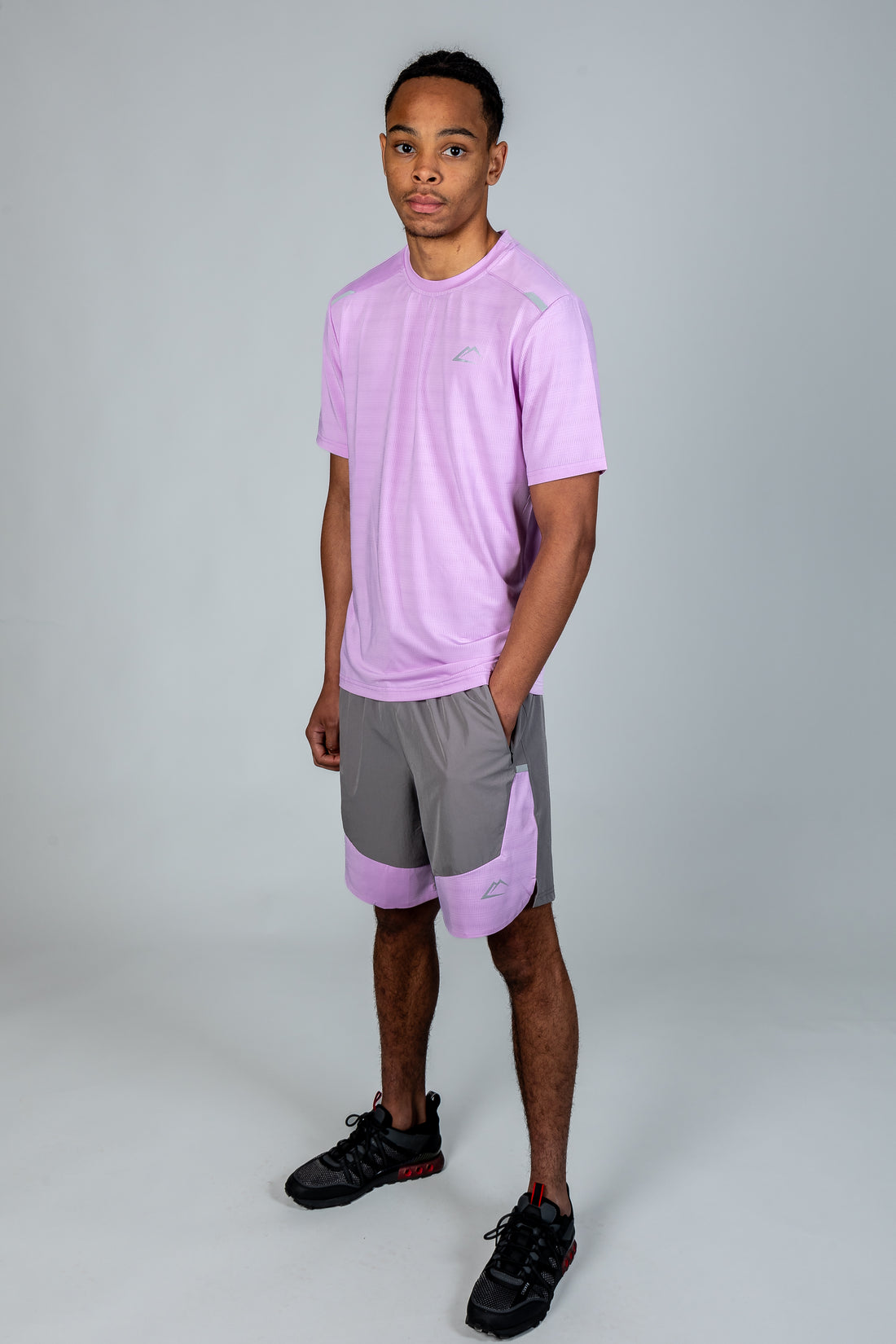 Rise T-Shirt &amp; Shorts Set - Charcoal/Lilac