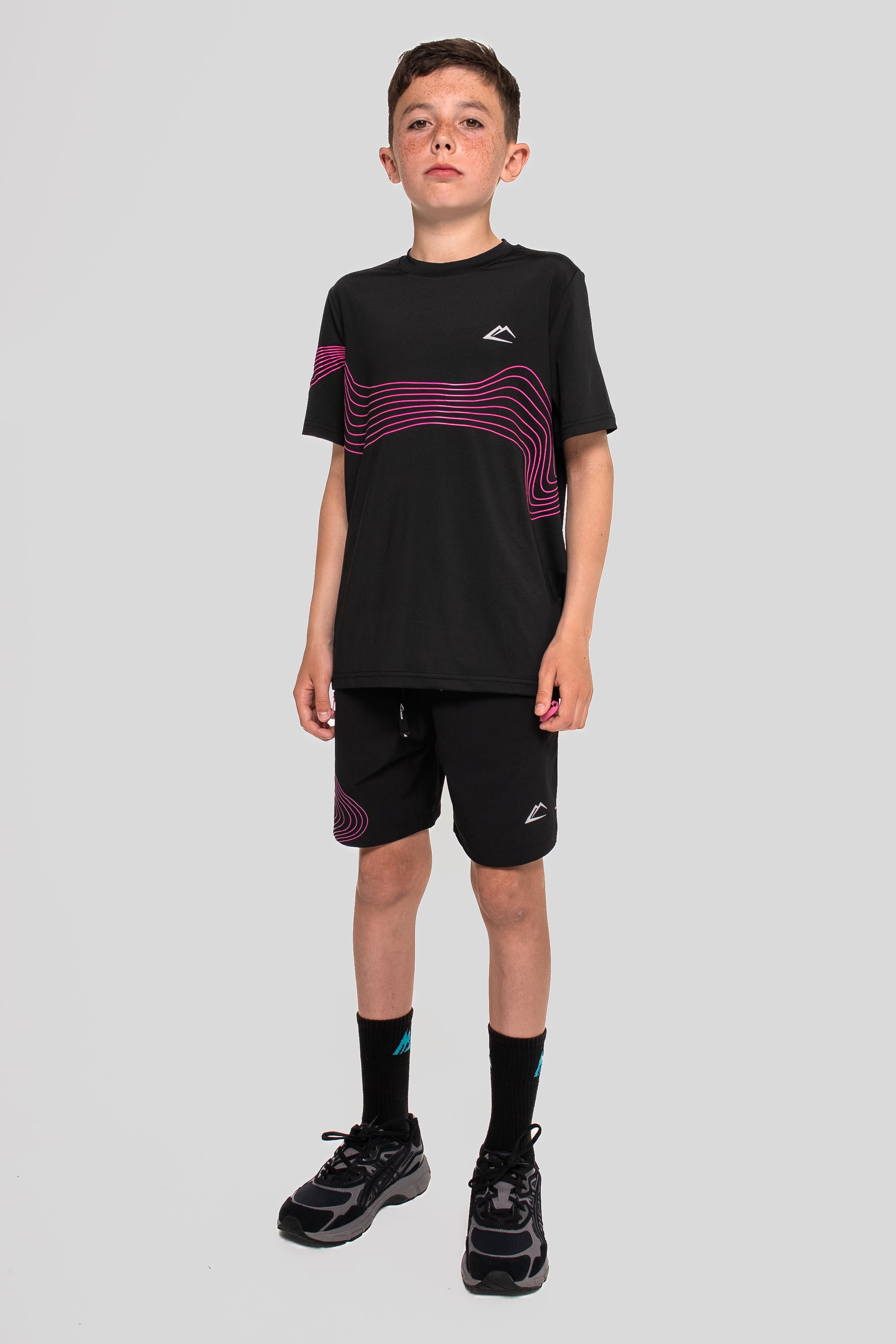 Juniors Wave Tee - Hyper Pink/Black