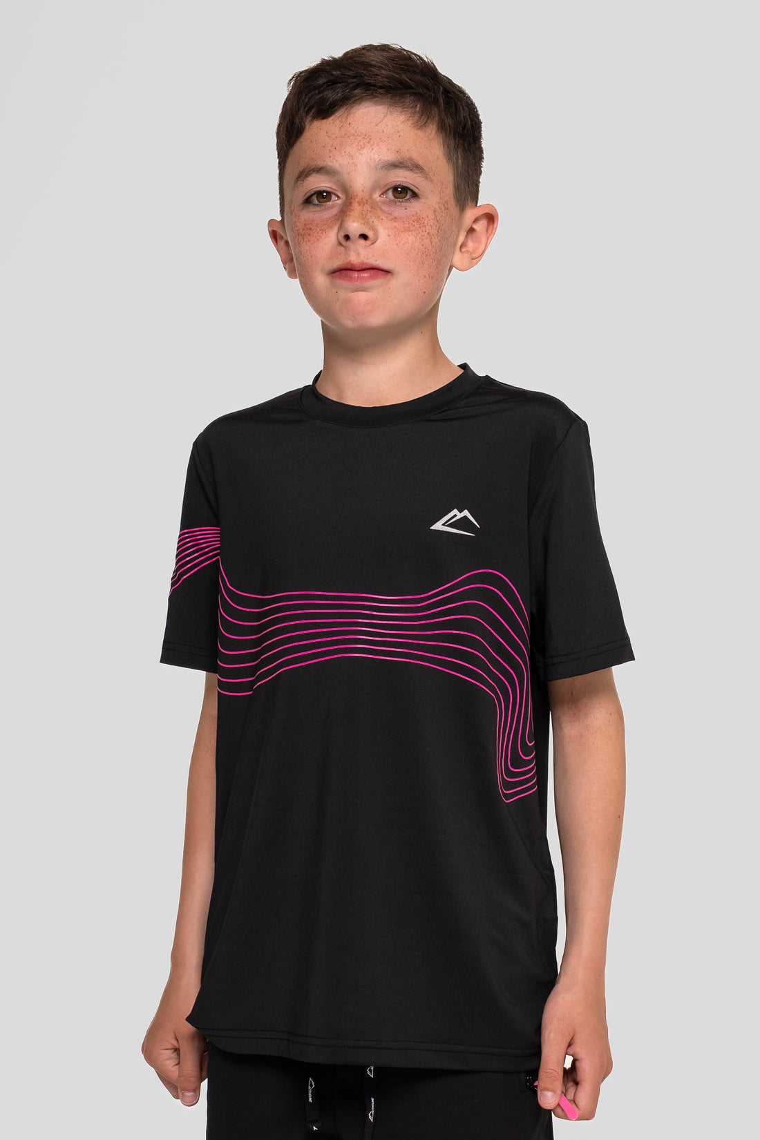 Juniors Wave Tee - Hyper Pink/Black