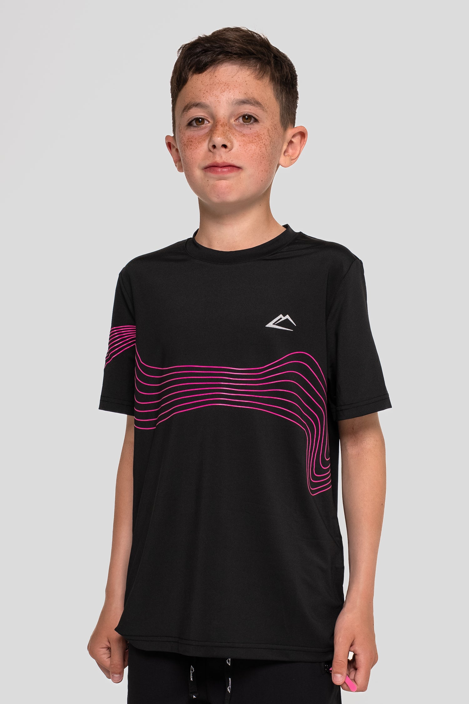 Juniors Wave Tee - Hyper Pink/Black