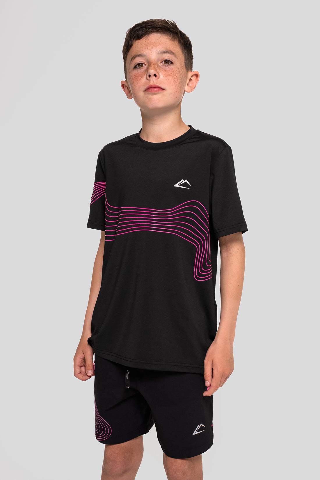 Juniors Wave Tee - Hyper Pink/Black