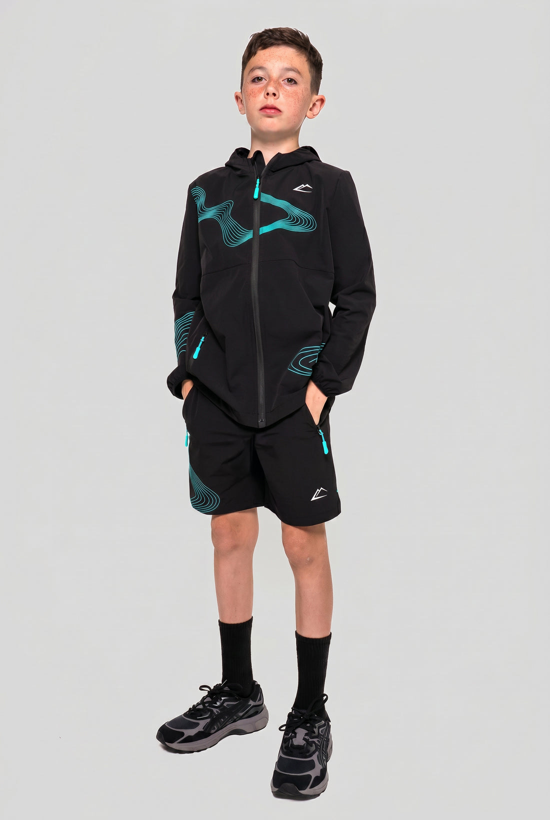 Juniors Wave Jacket Set - Turquoise/Black